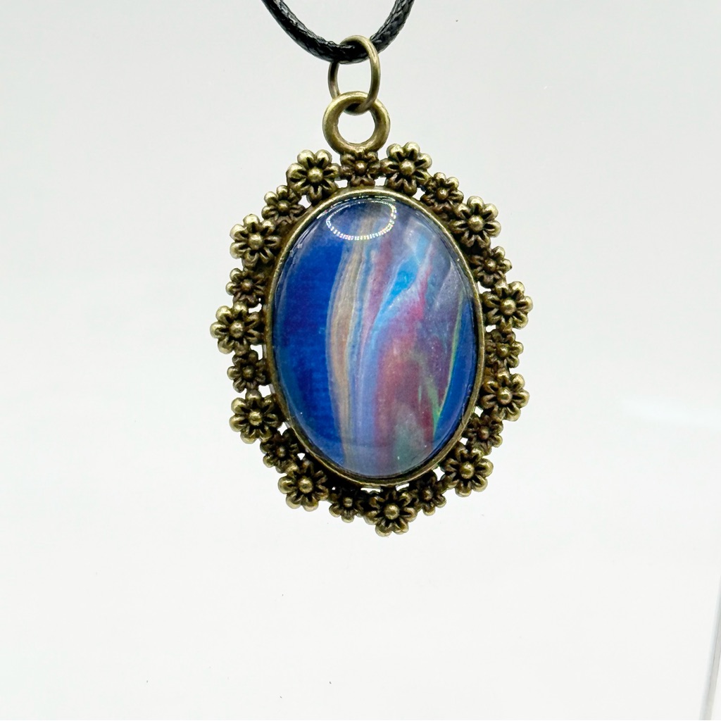 Vintage-Inspired Blue And Gold Floral Necklace